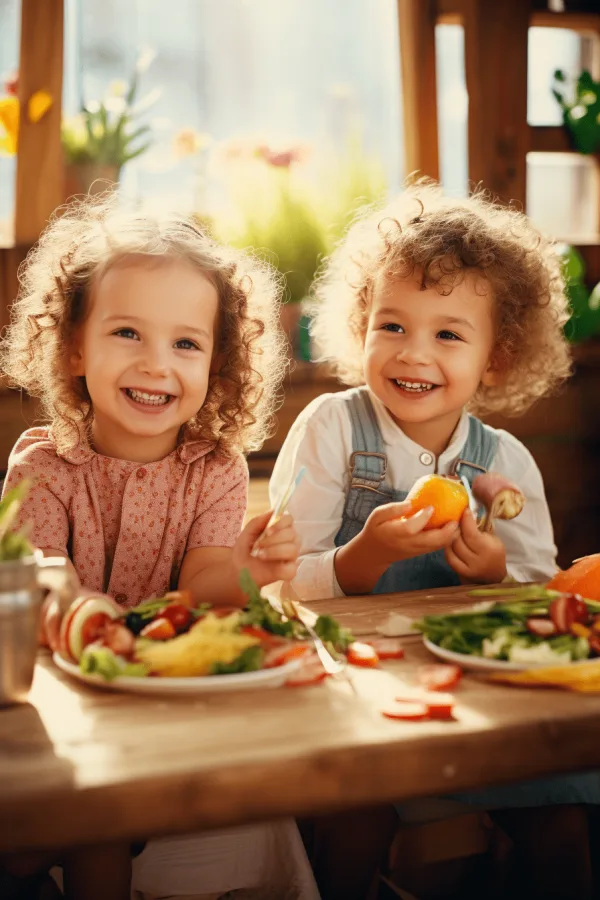 Kinder beim gemeinsamen Mittagessen